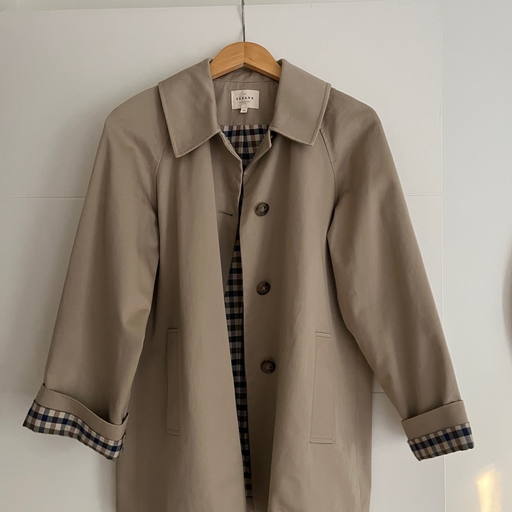 Sezane Taupe Beige Short Trench Coat - Picture 2 of 5